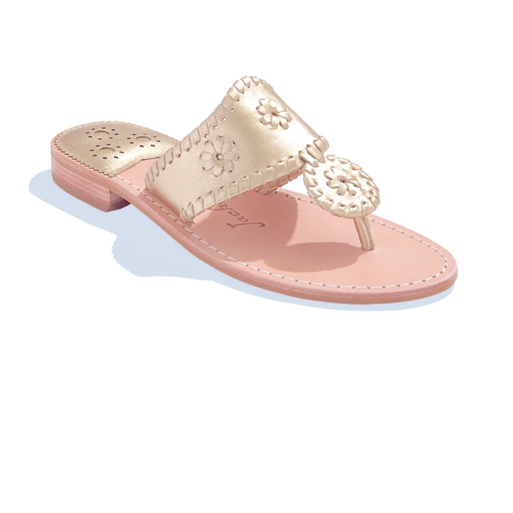 Jack Rogers Flat Sandal in Platinum, size 9.5, beautiful gently worn condition!